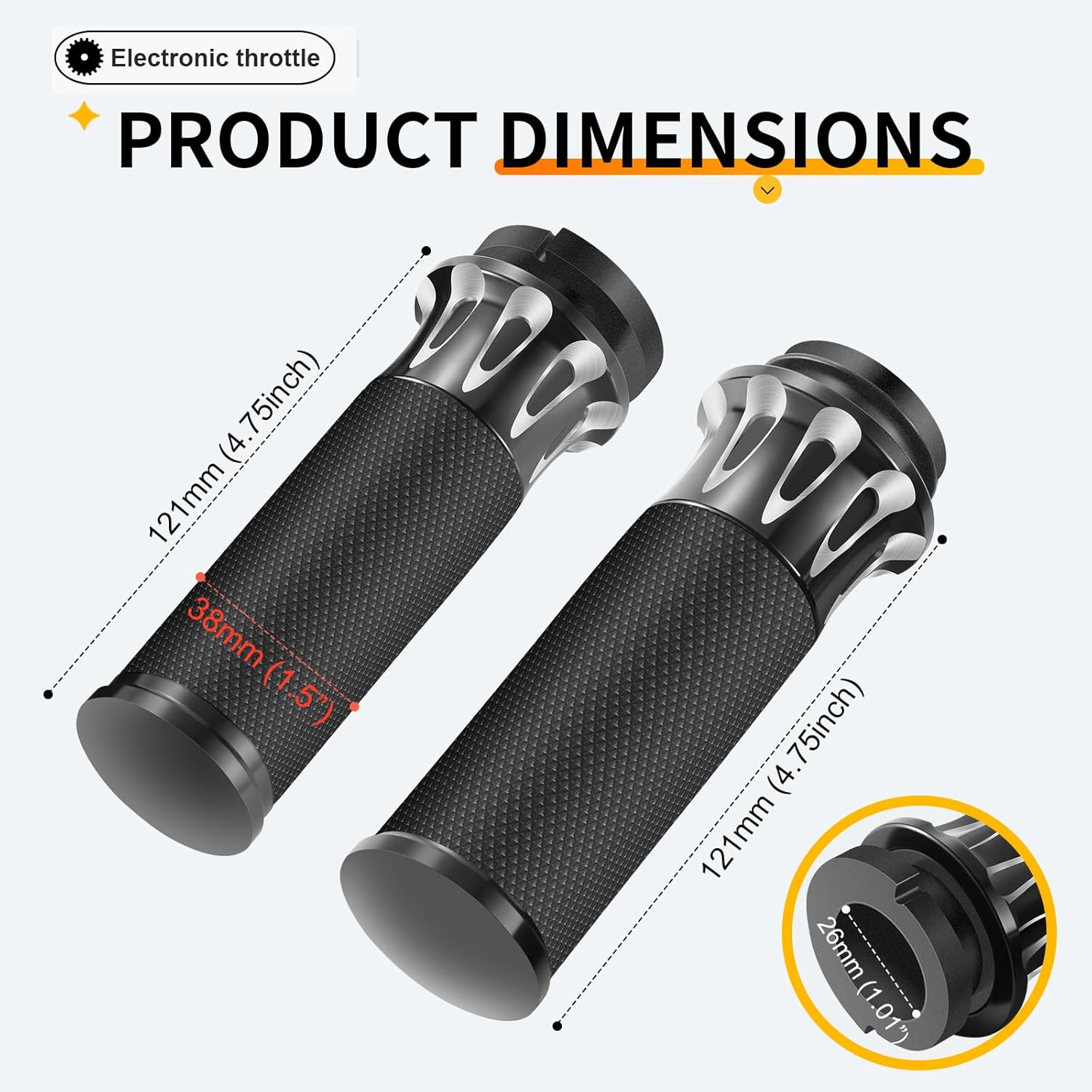 Motorcycle Handlebar Grips 1" Black Street Glide Flhx Handgrip for Harley Davidson Touring Glides Electronic Throttle Grips 2008-2023 CNC Edge Cut