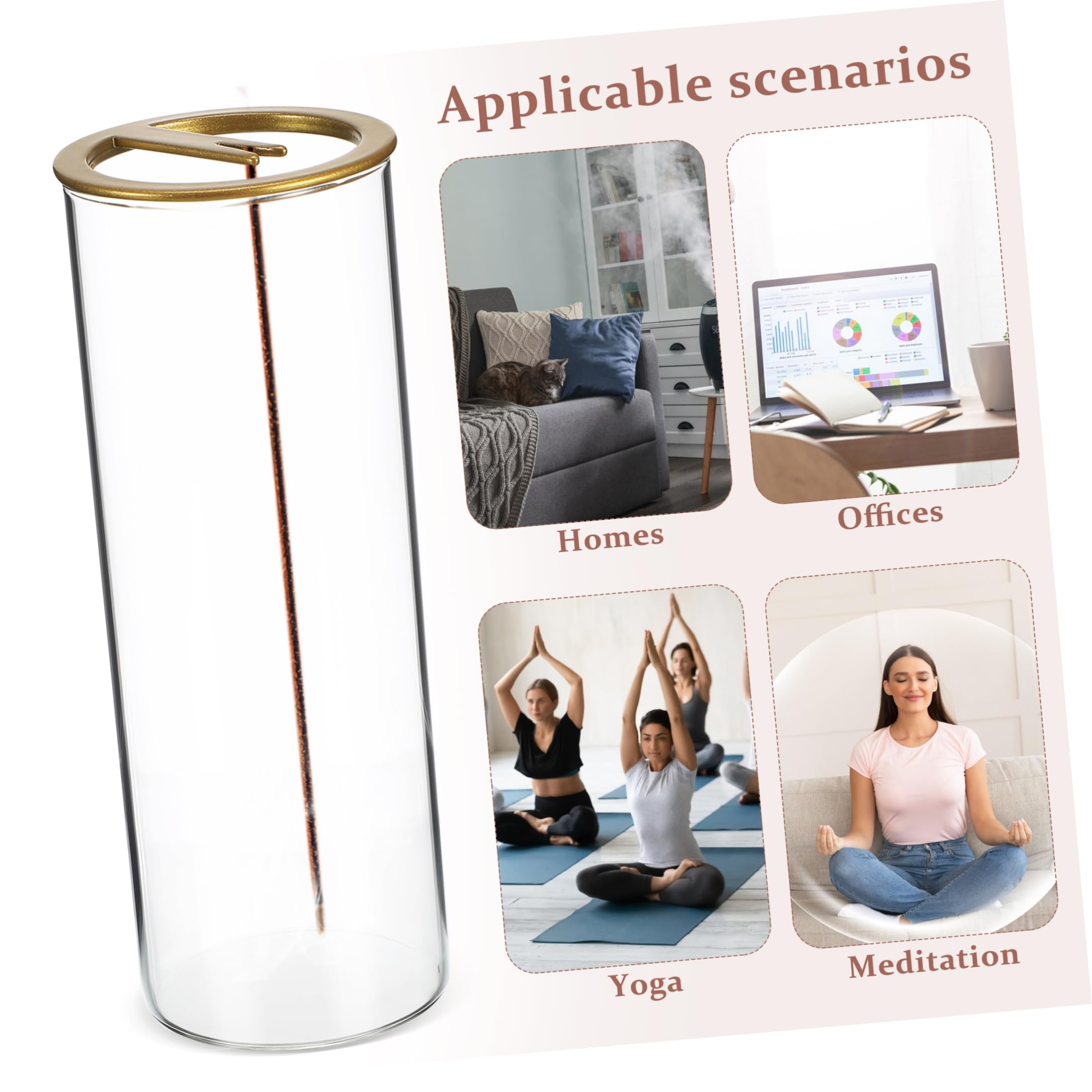 2 Stück Räuchergefäß aus Borosilikatglas mit Abnehmbarem Deckel Zylindrisch Stabil für Yoga und Spa Dekor