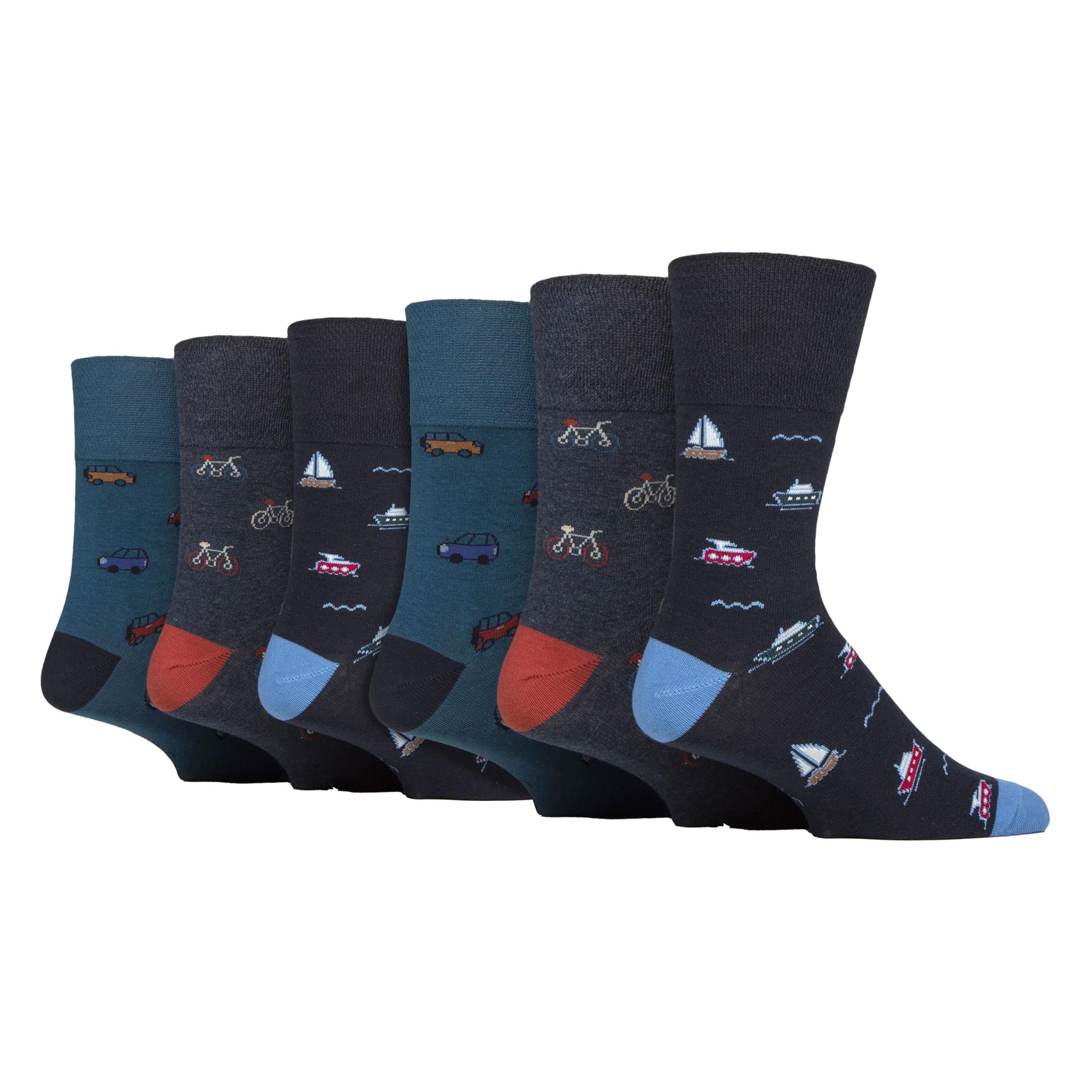 Gentle Grip Men's Vehicle New: 6 Pairs No Elastic Socks 6-11 Uk, 39-45 Eur