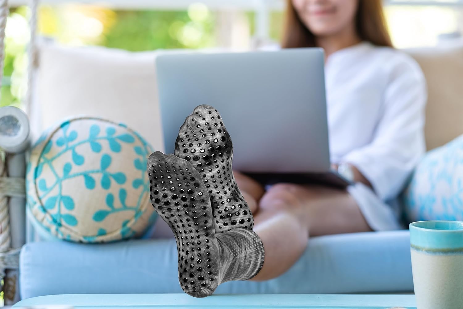 Benefeet Sox Tie-dye Pilates Socks for Women Non-Slip Grip Cool Yoga Socks Crew Slipper Sock for Barre Hospital Workout - Image 3