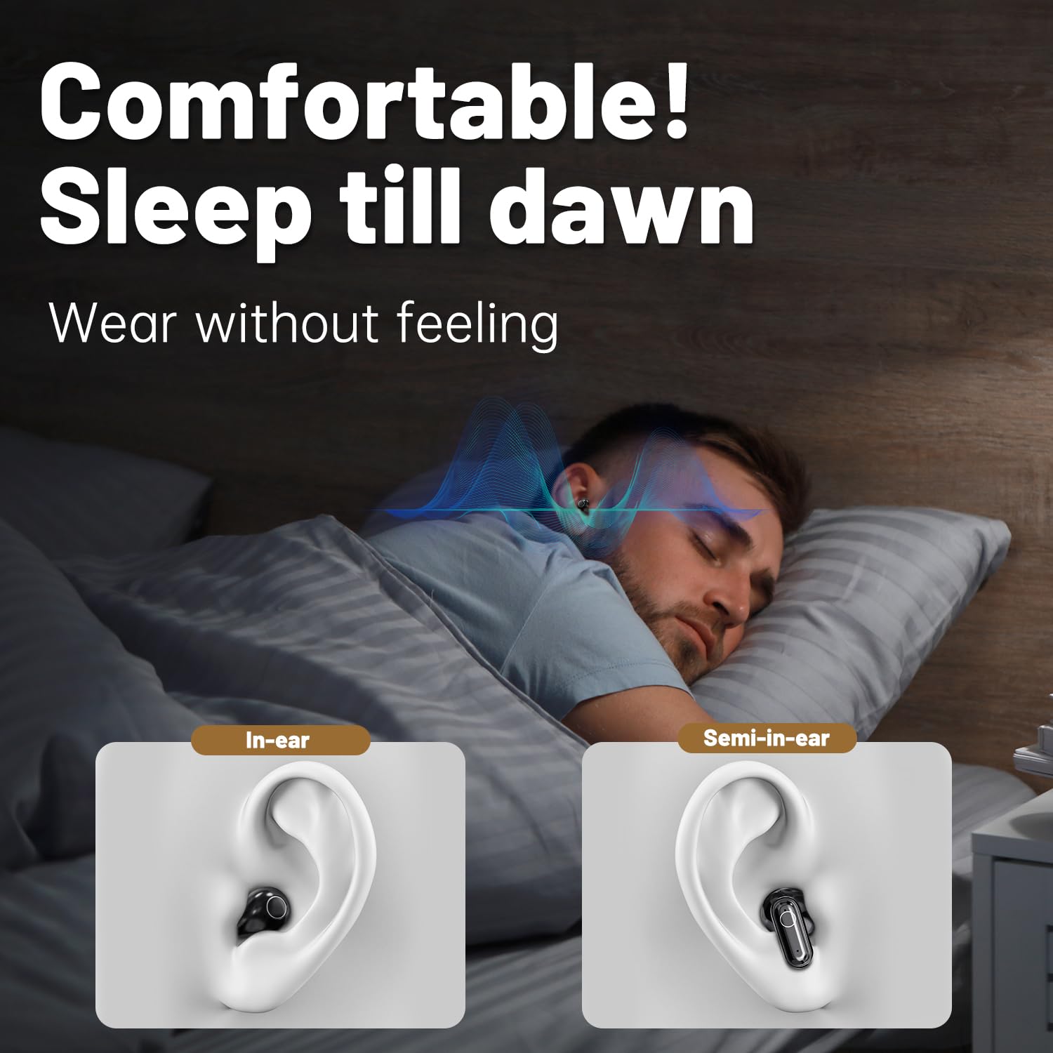 Auriculares inalámbricos Bluetooth invisibles, tamaño pequeño, juego de auriculares deportivos y para dormir, 2 pares, diseño de mango mini y corto, para el trabajo, deportes, dormir (morado)