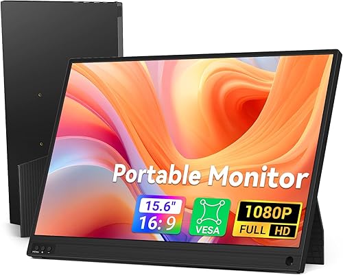 HotYeah Monitor portátil para laptop, monitor de viaje 1080P FHD de 15.6 pulgadas, USB-C HDMI, pantalla externa de computadora FreeSync IPS con