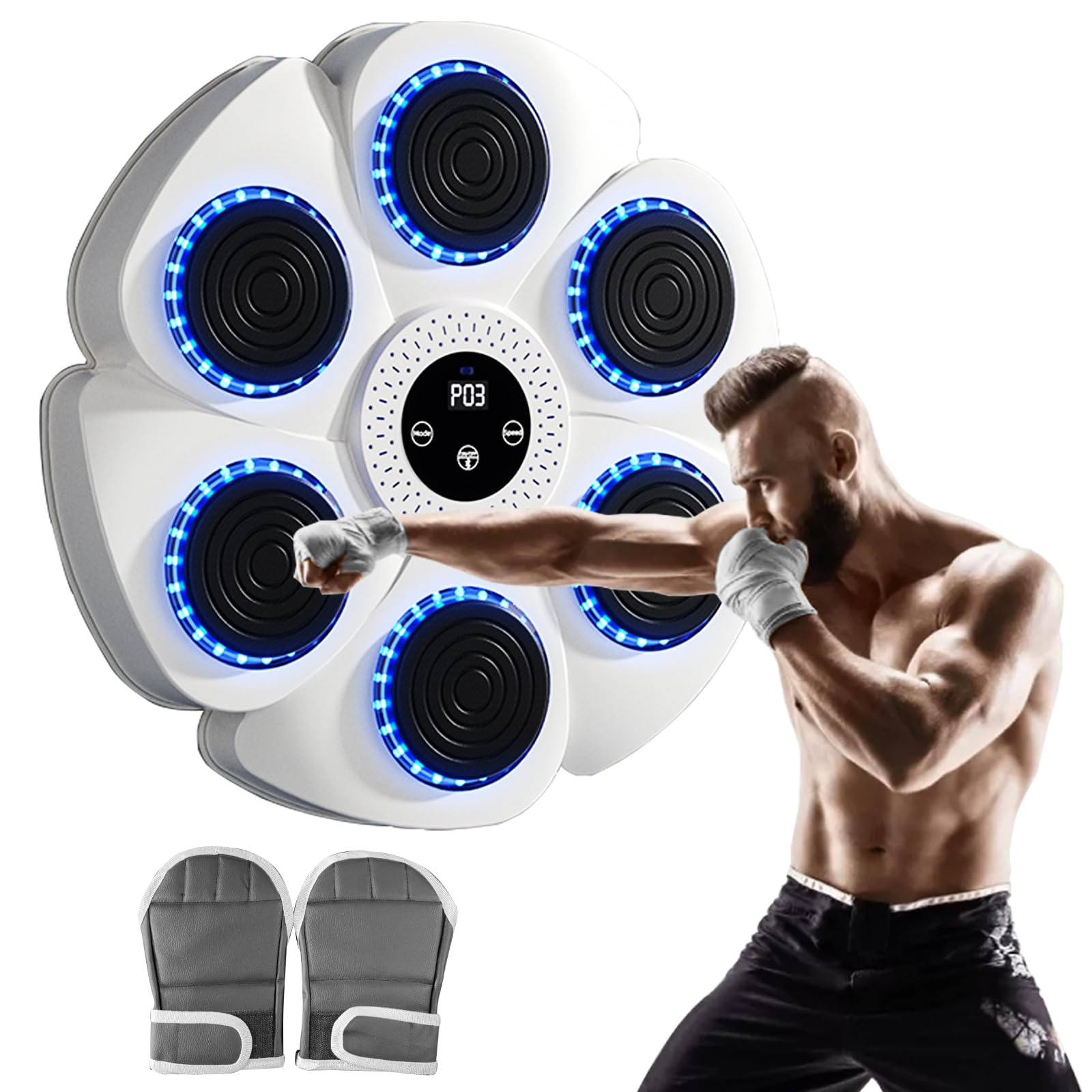 FunByulk 2025 New Boxing Machine for Adults/Kids, Smart Boxing Equipment Wall Mounted with Gloves, Boxing Punching Pad with 9 Modes and 18 Speeds, Boxing Training Target Workout for Adults, White