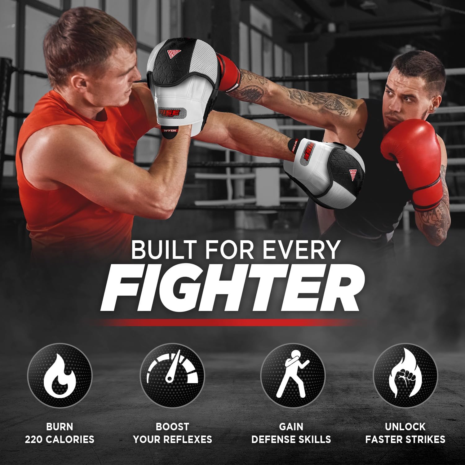 WYOX Boxing & MMA Training Bundle – Curved Focus Pads, Kids Boxing Gloves (4oz-8oz), and Adult Grappling & Sparring Fingerless Gloves – Punching, Kickboxing, Muay Thai, MMA Training Set