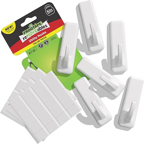 Miniatura 7 de FrogTape reMOVEables - Gancho de pared adhesivo sin daños, ganchos de pared grandes extraíbles para colgar, sin clavos, soporta hasta 5 libras, 6