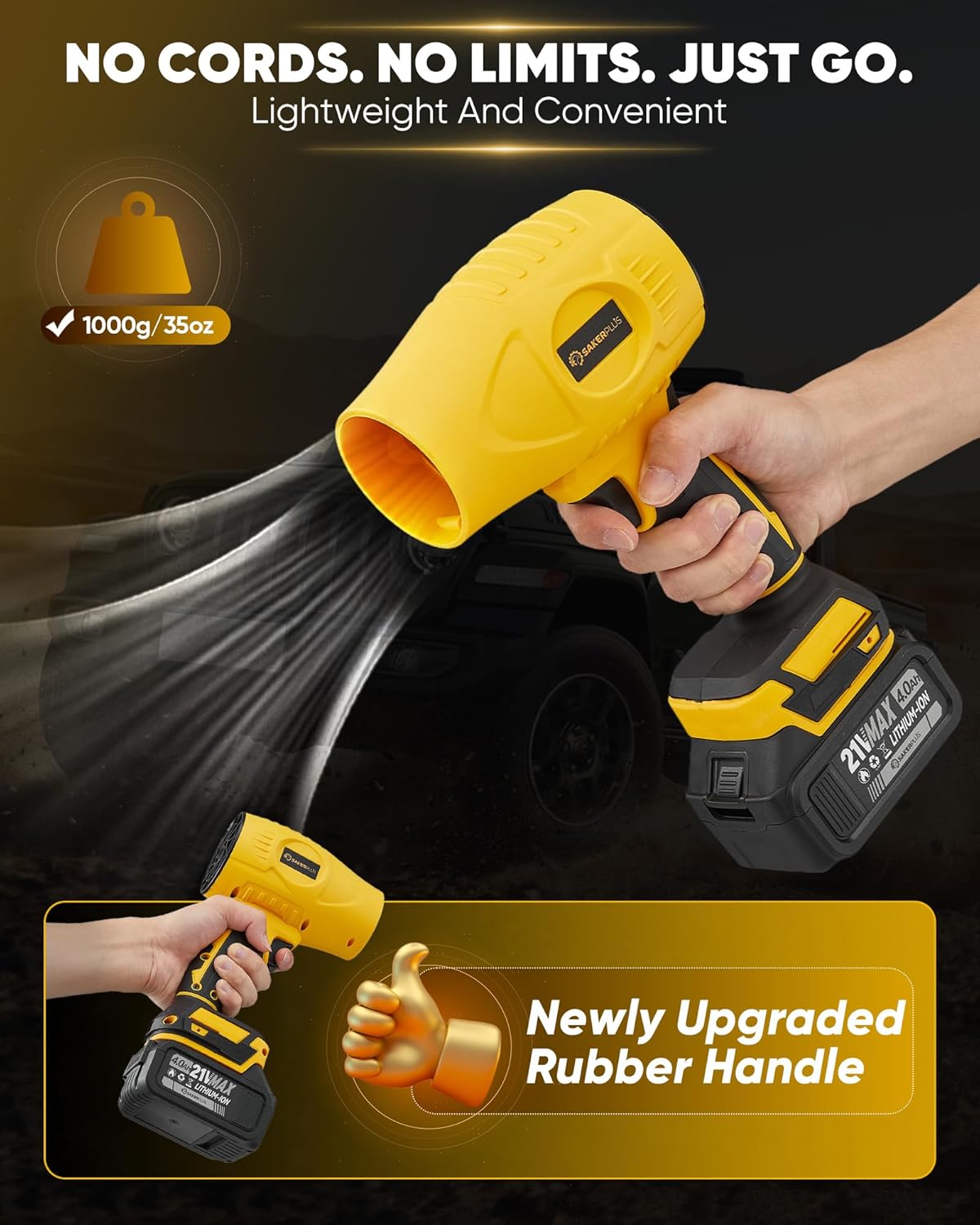 Portable Dust Cleaner 180000 RPM Cordless Leaf Blower 4.0Ah Battery with Adjustable Speed for Patio Driveways Workshop Lawn Cleaning (2 Battery with Storage Case) - Image 5