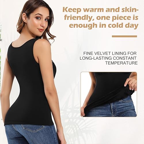 Miniatura 5 de JOYSHAPER Ropa interior térmica sin mangas con forro de capa base para clima frío invierno camisas térmicas largas camisetas térmicas