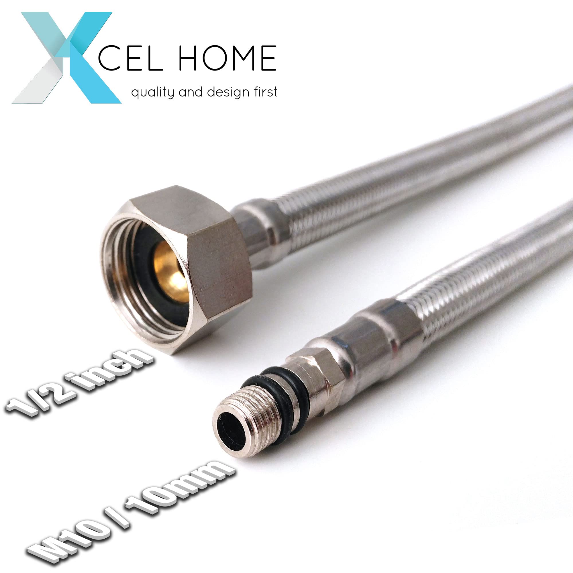 Xcel Home 2 (Pair of) M10 x1/2 BSP x 400mm, Silver - Image 2