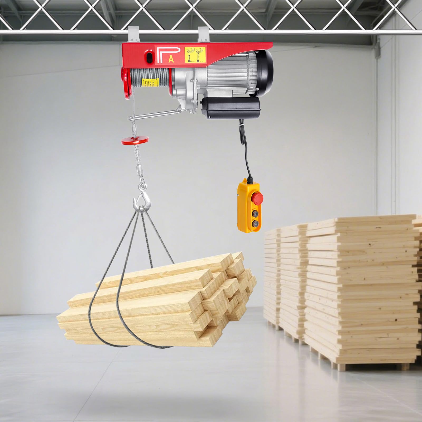 Elektrischer Flaschenzug Elektrische Seilwinde kabelgebundener Seilhebezug Seilwinde Kran Winde Motorwinde Fernbedienung Hubhöhe10m Tragkraft 400kg Single Rope 800kg Double Rope