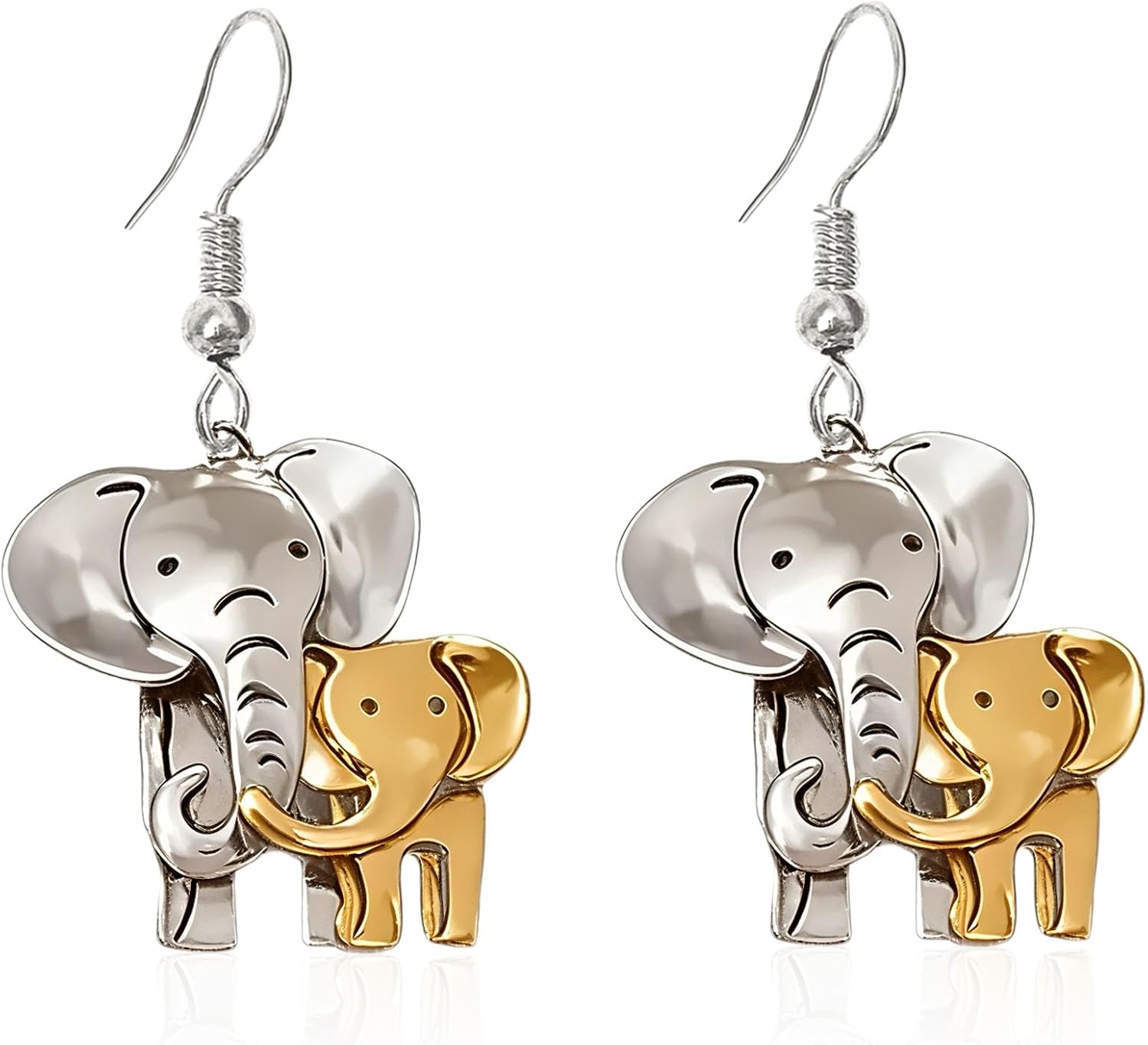 Mom Daughter Elephant Dangle Earrings Lovely Animal Theme Earrings for Daily Wear