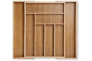 Expandable Silverware Extra Large Utensil Drawer Organizer: Expandable, Adjustable, and Premium Bamboo