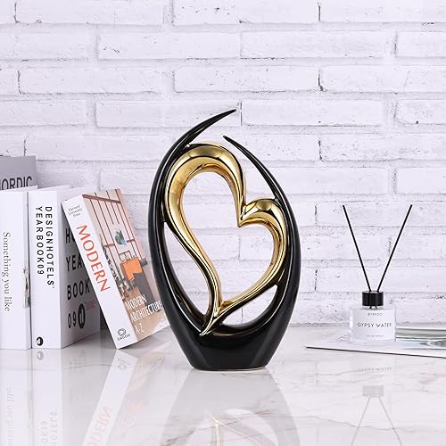 Miniatura 3 de Decoración de corazón, estatua de corazón de cerámica, estantes modernos, plateados, blancos y plateados, decoración de coqueta de corazón,