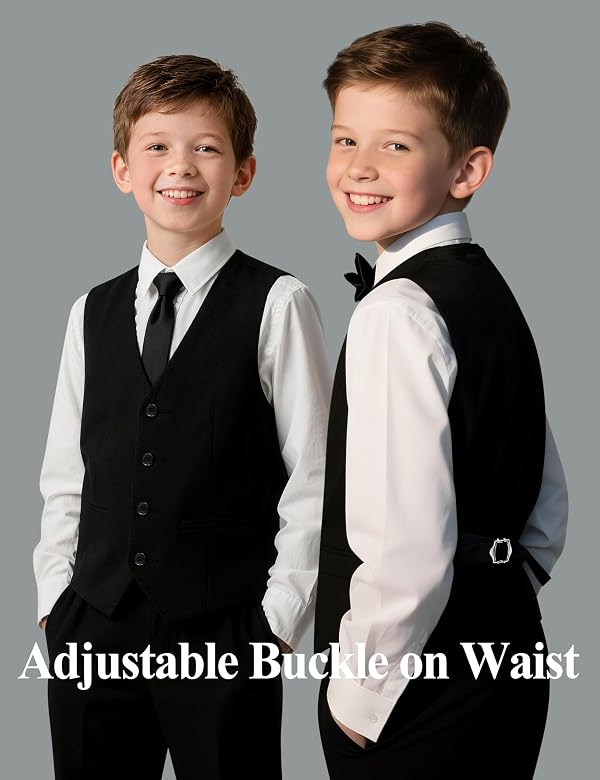 Almighty Magic Boys Black Suit Slim Fit 5 Pieces Kids Formal Tuxedo for Wedding, Funerals, Proms, Graduation, Thanksgiving and Church Big Boy Suit Size 14 by Almighty Magic - Used condition - Image 4