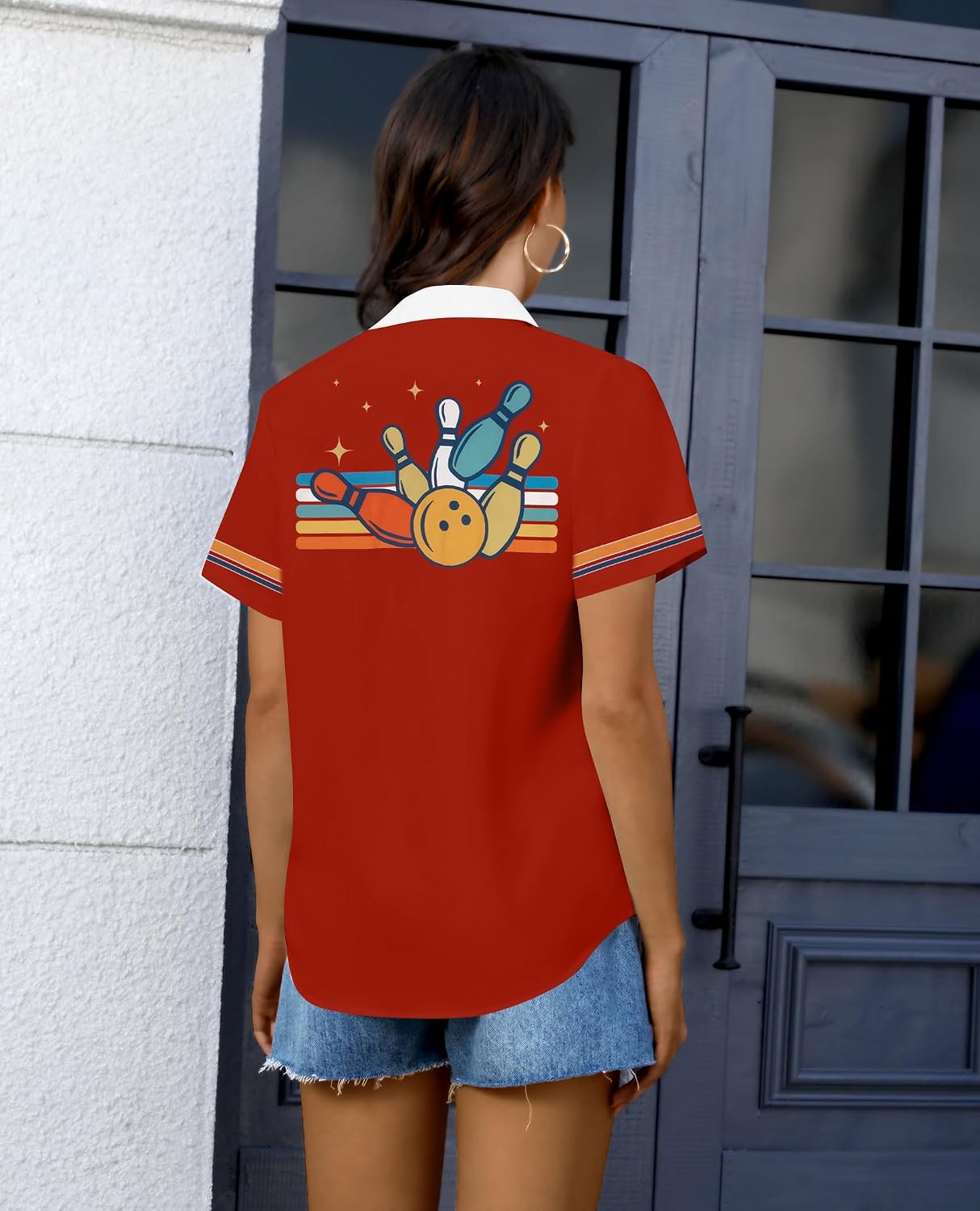 Bowling Shirt Women Bowling Lover Gift Vintage Bowling Hawaiian Top