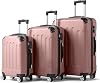 Karl home Lightweight Suitcase Set, 3-Piece ABS Hard Shell Luggage with 4 Spinner Wheels & Resilient Handle, Durable Cabin Suitcase for Travel, Rose Gold, 202428