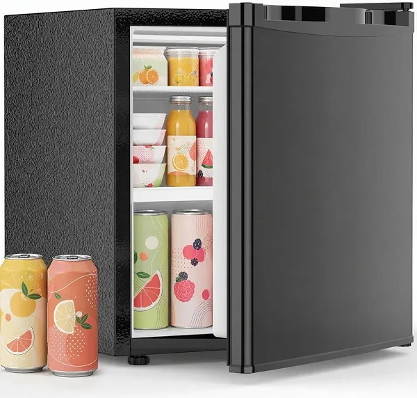 COWSAR 1.6 Cu.Ft Mini Fridge with Freezer, Freestanding Compact Refrigerator with Reversible Door & 7-Speed Thermostat, Small Fridge for Office, Apartment, Gameroom (BLACK)