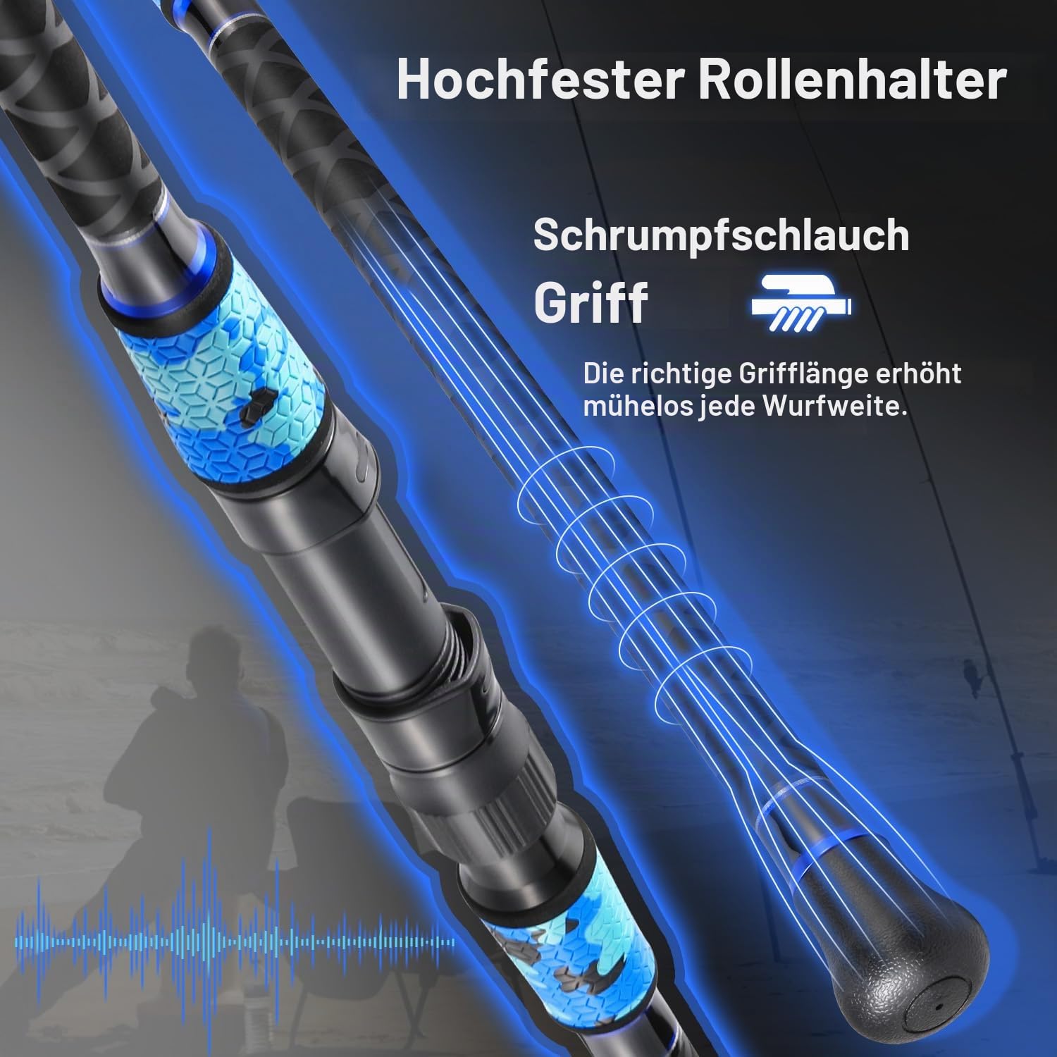 Yun Nong Angelrute und Rolle Combo – 4-teilige, tragbare, leichte Wurfrute mit Spinastrolle, 3,5 m/45,7 cm Länge, für Süß- und Salzwasser, Reiseangel-Set
