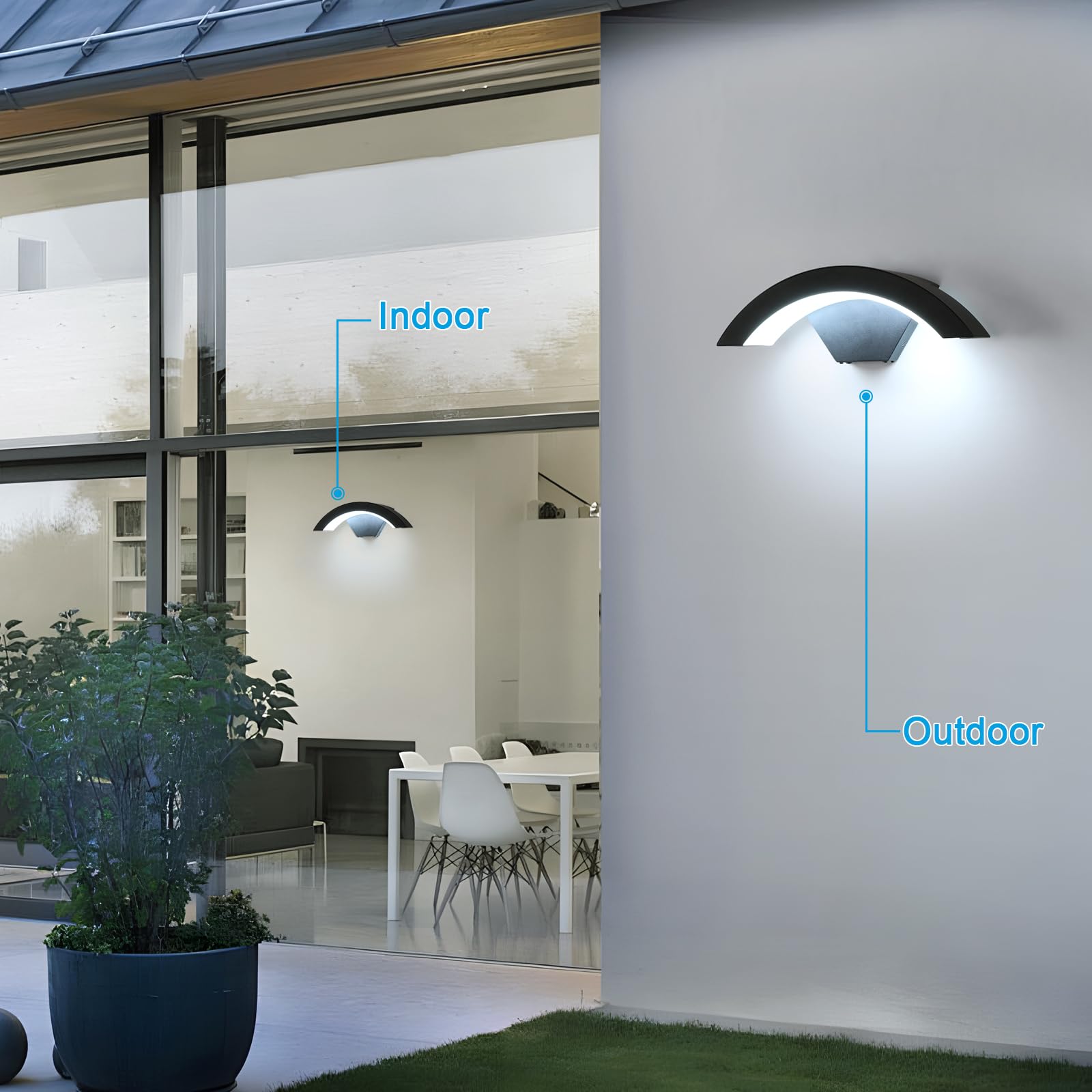 SENQIU Outdoor Wall Lights, Outside Wall Light LED Black, IP65 Waterproof Porch Front Door Light Lamp - Image 2
