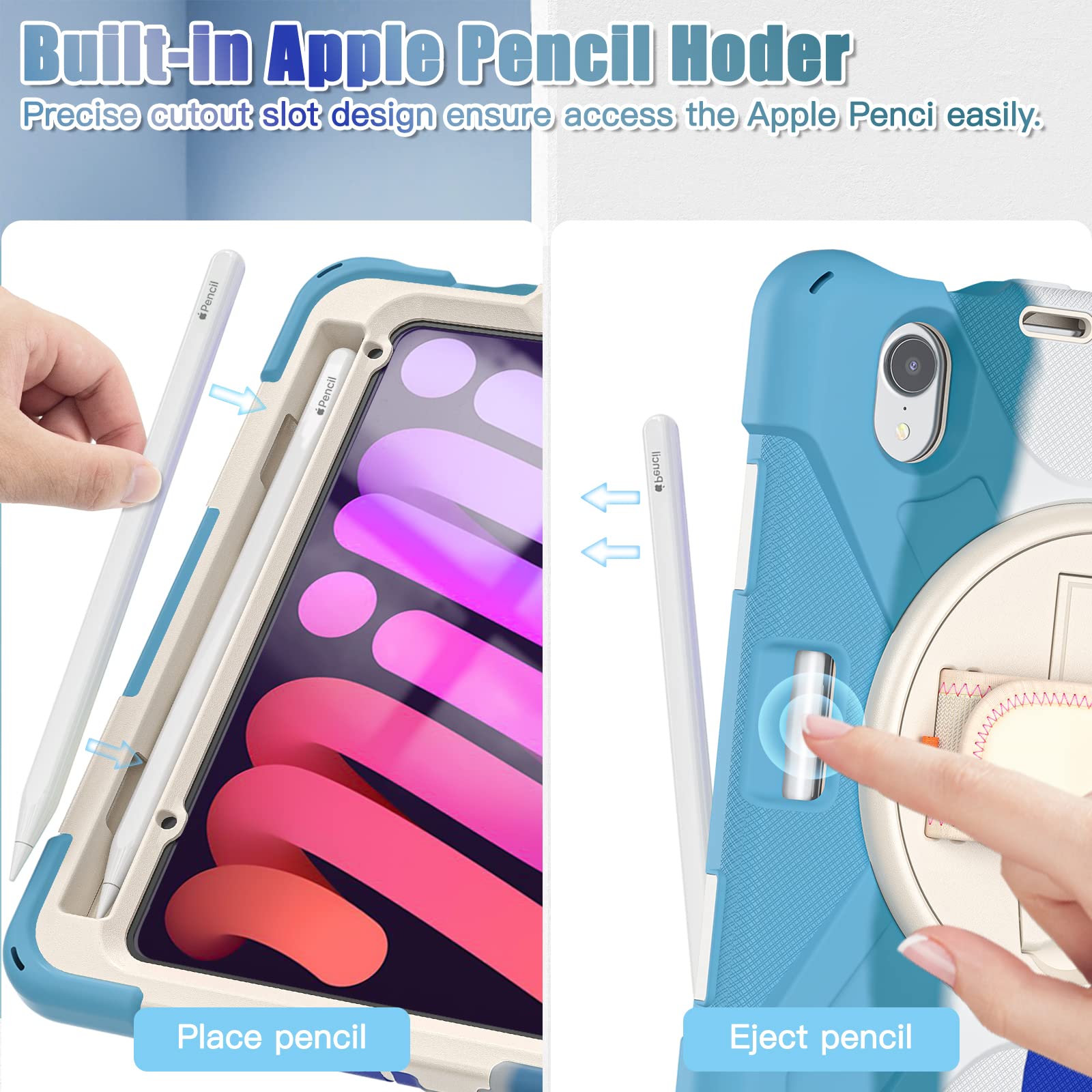 Custodia Antiurto AICase Per IPad Mini 7/6 Gen 8.3'' - Con Supporto E Porta Matita