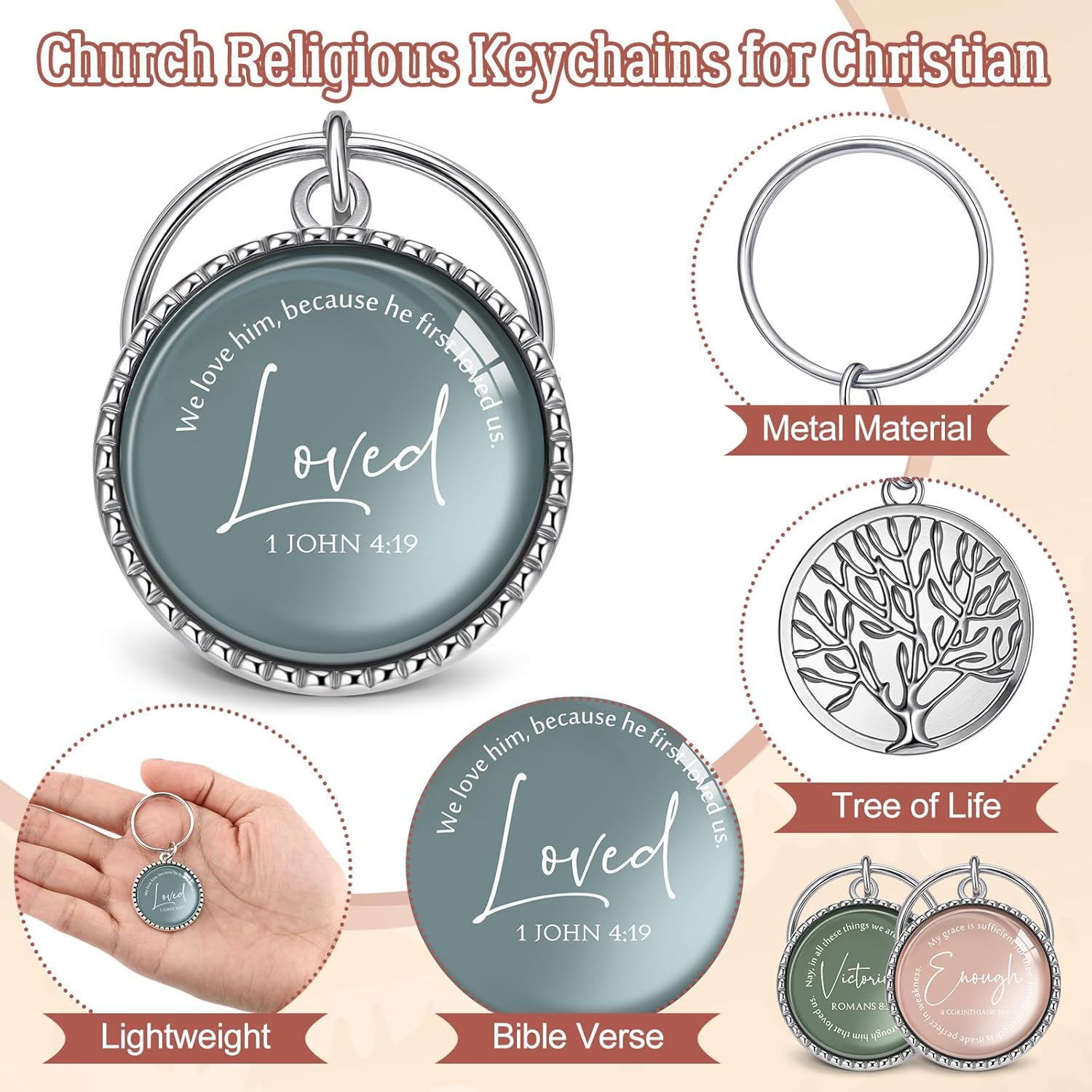 36 Pcs Christian Keychains Mini Bible Verse Keyring with Scripture Religious Church Gift for Women Men Easter Holiday Gifts (Xmas) - Image 3