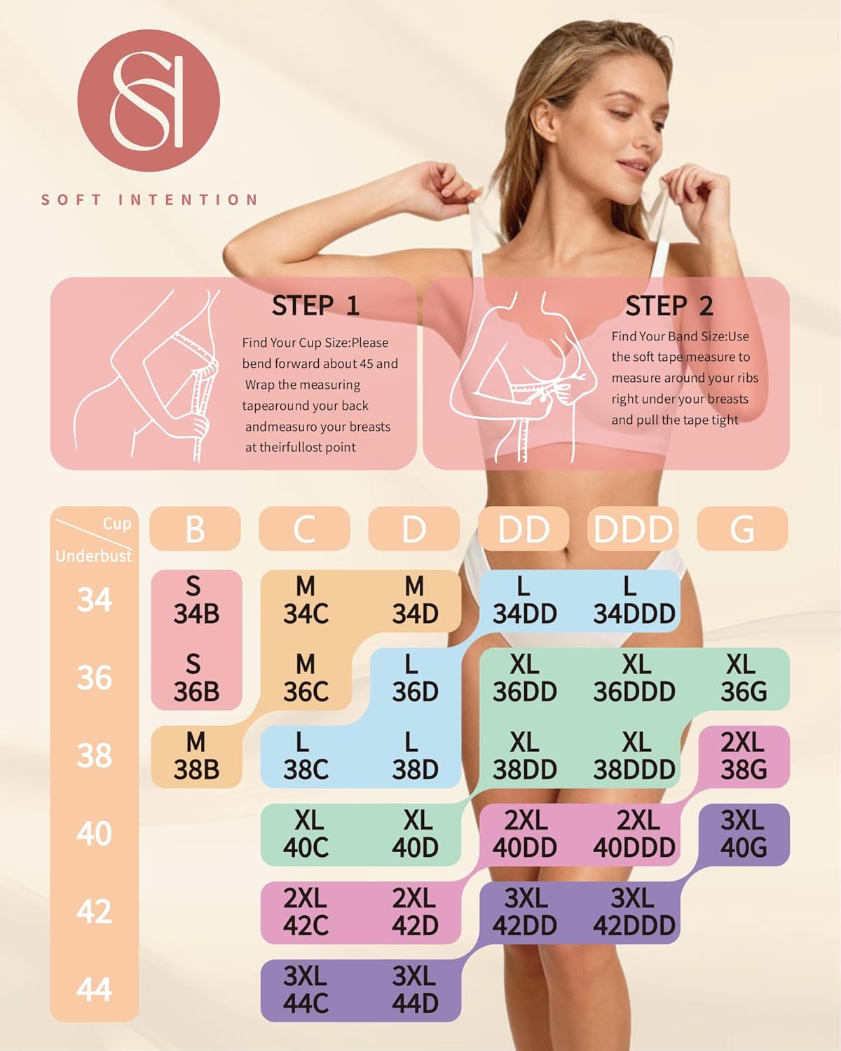 Scalloped Wireless Bras for Women No Underwire Supportive Wireless Push Up Full Coverage - Image 6