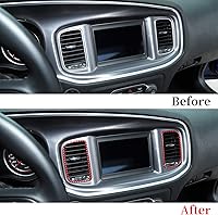 Vista 5 de Hoolcar Cubierta de Moldura de Ventilación del Panel de CA de Control Central del Aire Acondicionado para Dodge Charger 2011-2020, Fibra de Carbono