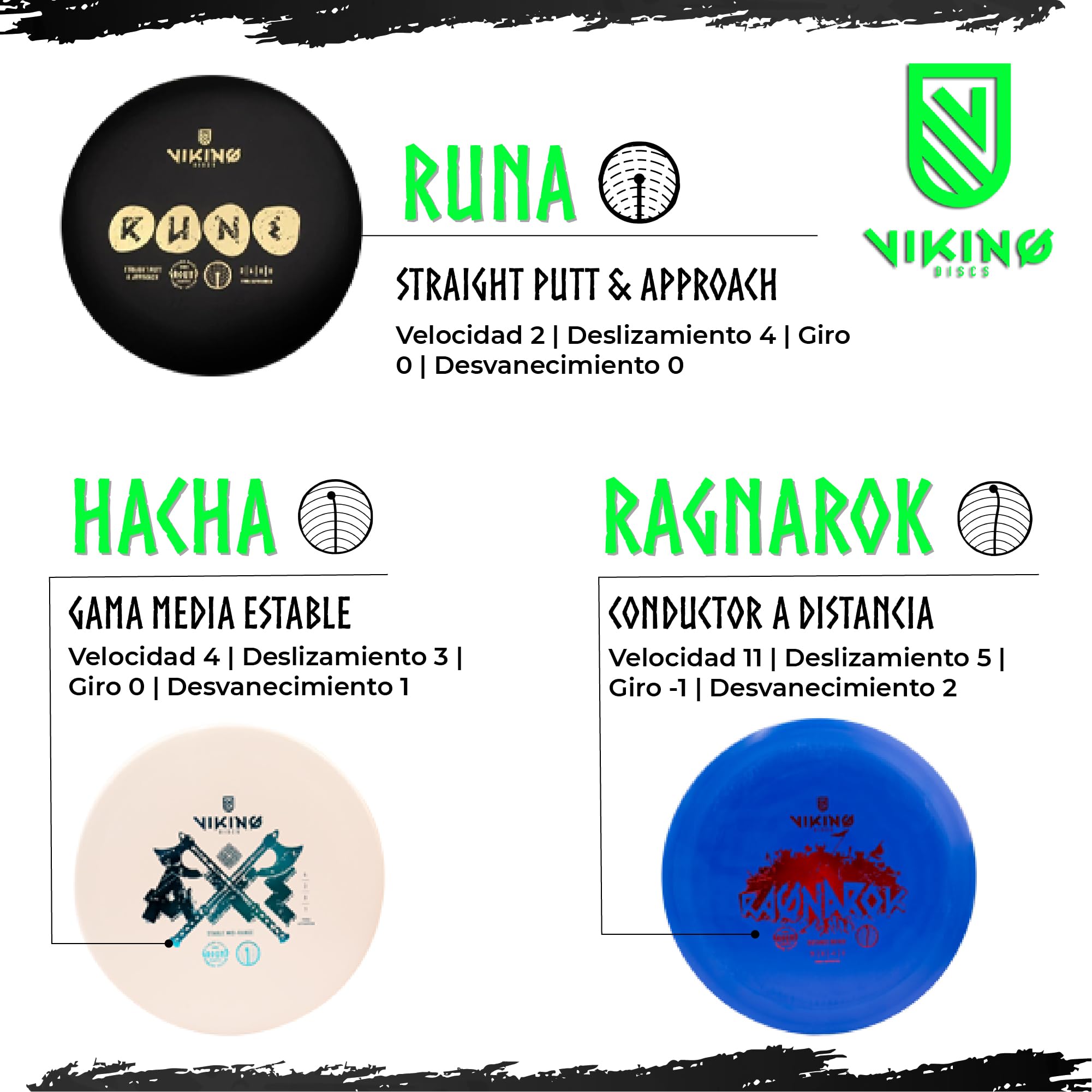 Viking Discs Starter Disc Golf Set 3 Discos Frisbee PDGA Putter Mid-Range Driver
