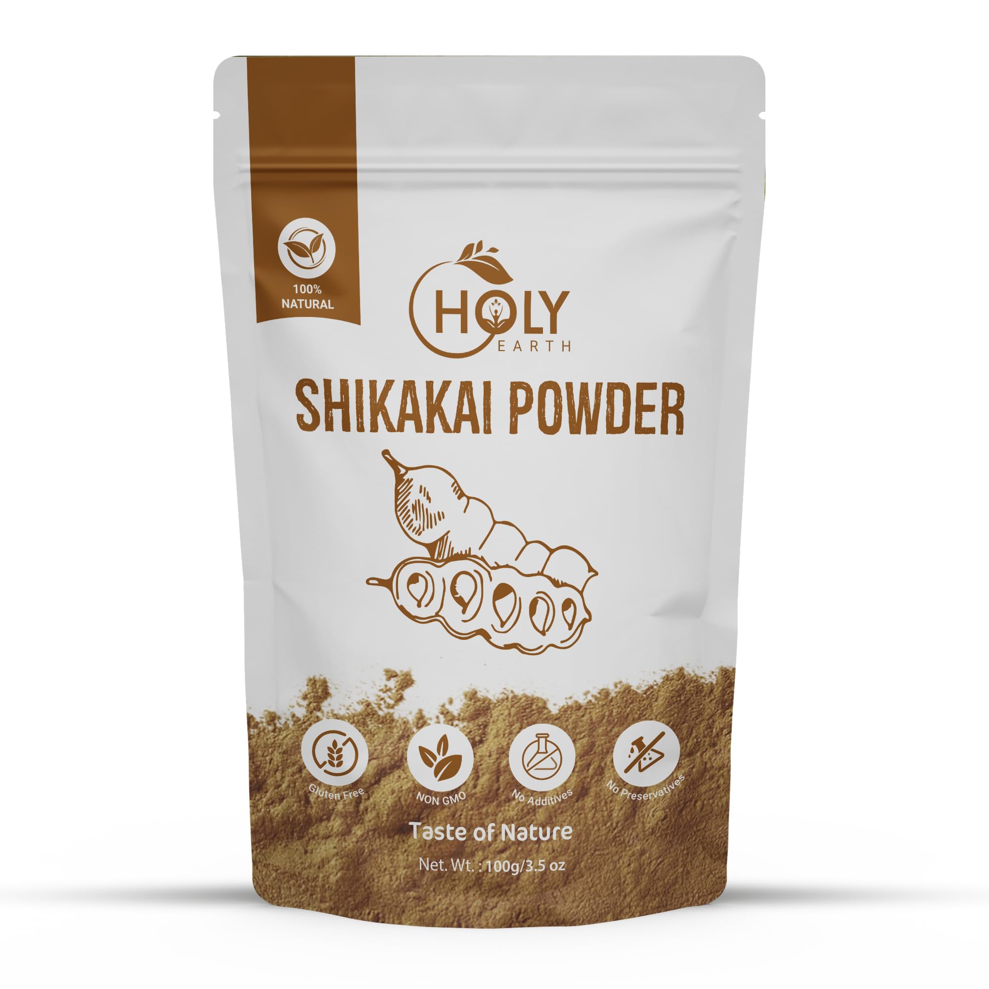 Holy Earth Shikakai Powder 100g - 100% Pure & Organic Hair Cleanser, Orange, small - Image 2