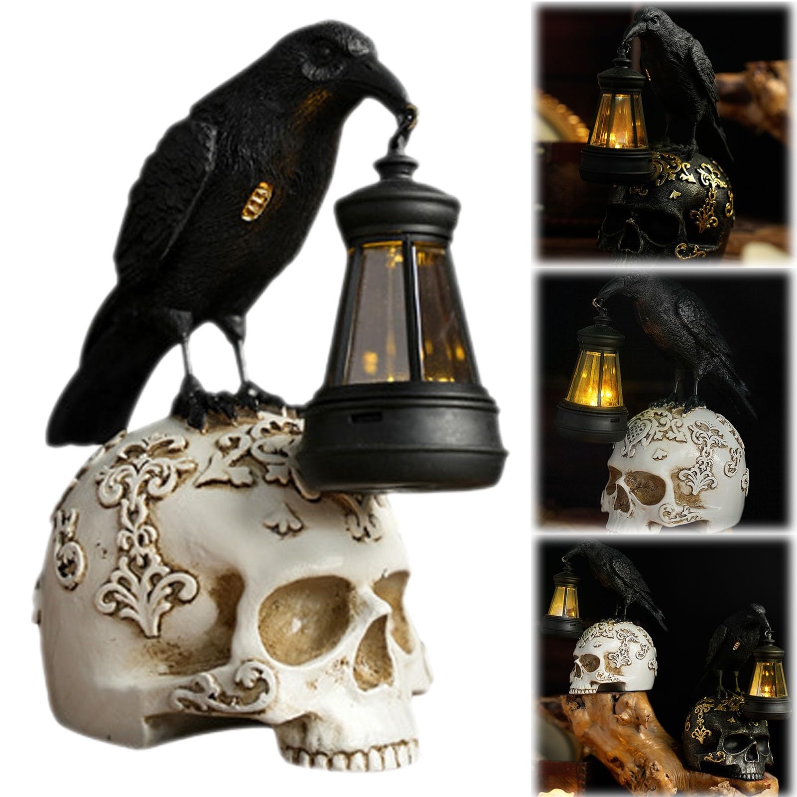 JytxhgzrVZ Halloween Decor Night Light, Novelty Lamp with LED, Desktop Skeleton Prop Ornament for Home Decor, Halloween Decorations(Ghost Witch Skull) Roof Window Party Festival (A) โ image 1