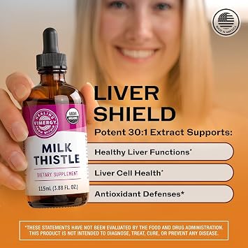 Vimergy Milk Thistle Supports Liver Function* 57 2mL (2 Droppers or 44-48 Drops) Servings (110mg Extract Per Serving) for Healthy Digestion* USDA Organic, Vegan, Gluten-Free 115 mL