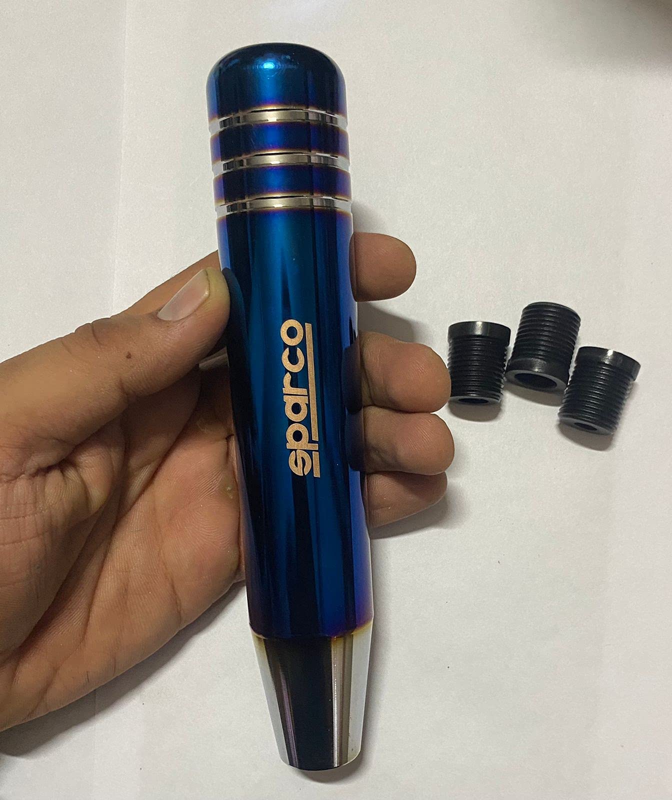 AUTO MT Aluminum 18CM Long Universal Racing Car SPARCO Shift Knob Manual Transmissive SPARCO 18CM Gear Shift Knob with 3 Adapters (MUTLI 18CM)