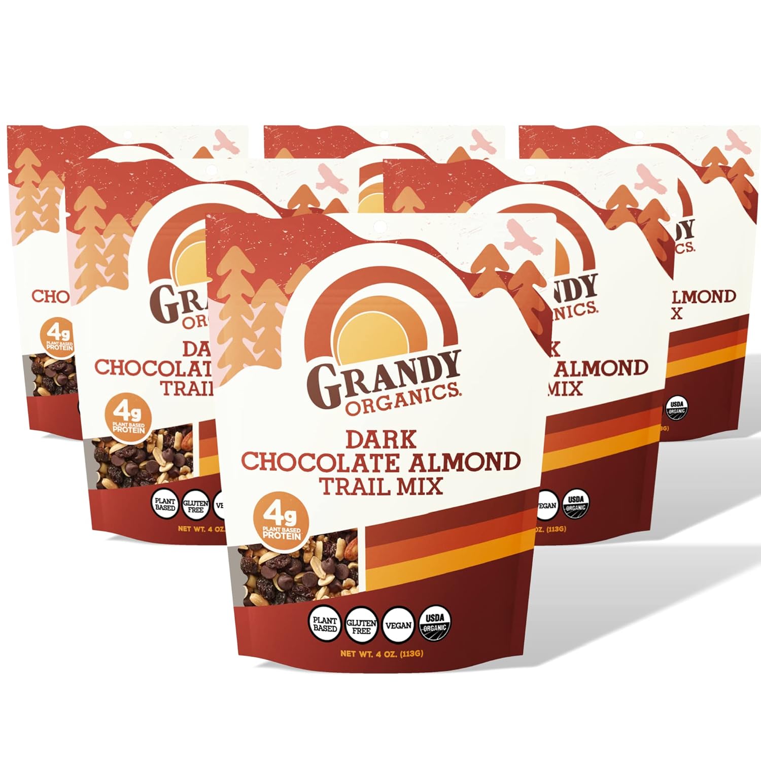 Grandy Organics Dark Chocolate Almond Trail Mix, Organic Mixed Nuts, Fruit