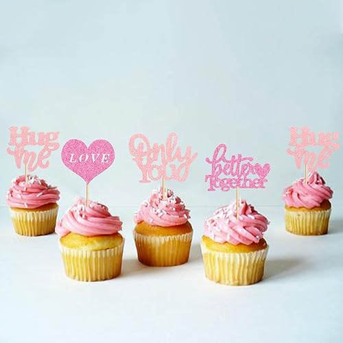 Miniatura 5 de Keaziu Paquete de 25 adornos para cupcakes de San Valentín, diseño de luna y estrella plateada, con texto en inglés "I Love You to the Moon and