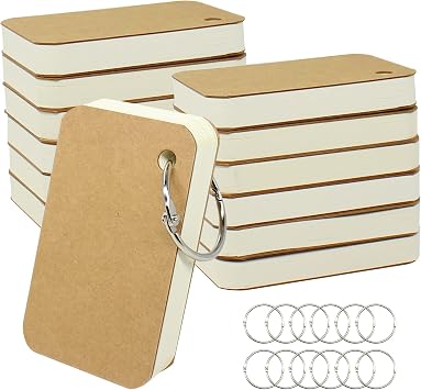 zmybcpack 12 Pack Mini Blank Flash Cards with Binder Rings 60 sheets, 2.2 x 3.5 Inches Blank Easy Flip Index Card Mini Study Cards for Studying