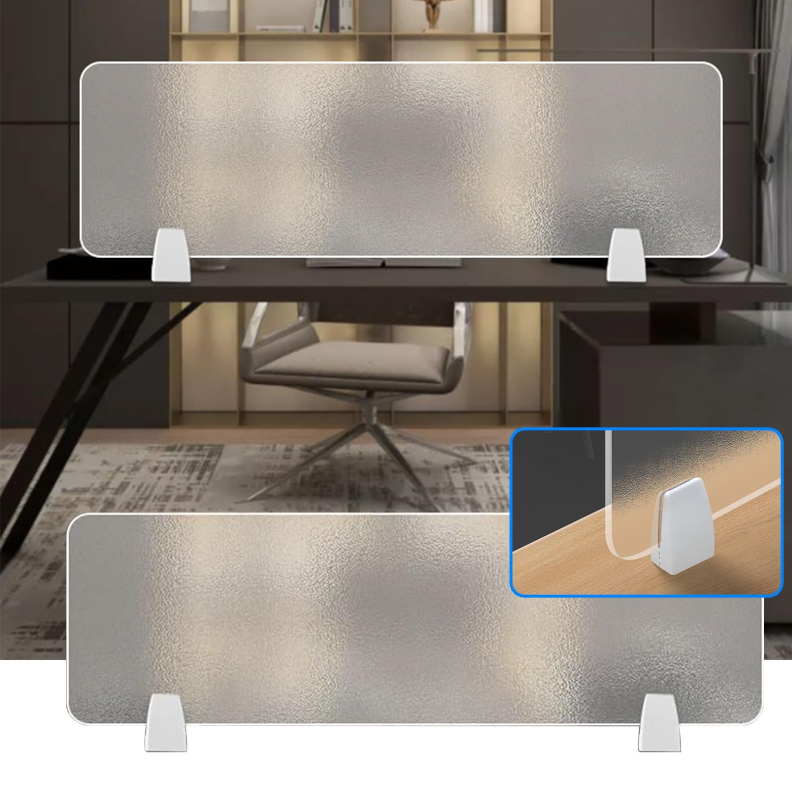 GJZQDKX Frosted Acrylic Soundproof Privacy Partition Panel 60x40 cm - Clamp-On Office & School Divider Acoustic Separator for Enhanced Focus & Confidentiality Noise Reduction Solution.