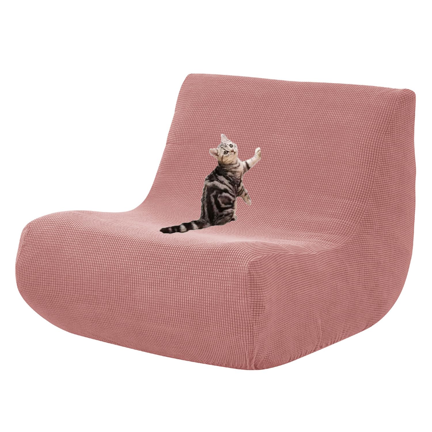 HACLEN Armless Floor Sofa Cover, Stretch Lazy Fireside Chair Cover Washable Armless Bean Bag Chair Slipcover Cat Scratch Proof with Elastic Bottom (pink,one size)