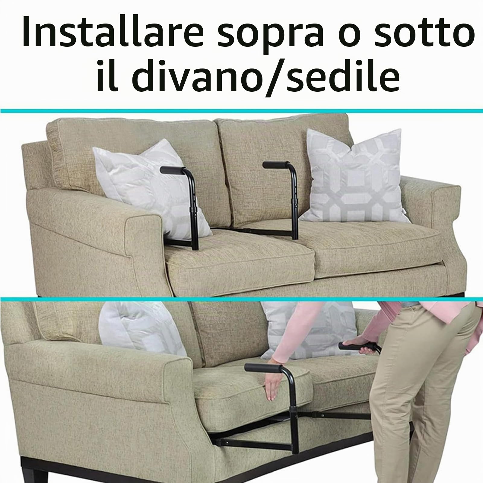 Grip and Go Stand Up Assist, guida di supporto per la mobilità, maniglie per divano per anziani, altezza regolabile e sicura, ti aiuta ad alzarti senza sforzo dal divano e dalla sedia