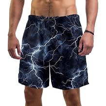 Black Lightning Mens Swim Trunks Short Quick Dry Swimming Beach Shorts with Mesh Lining L