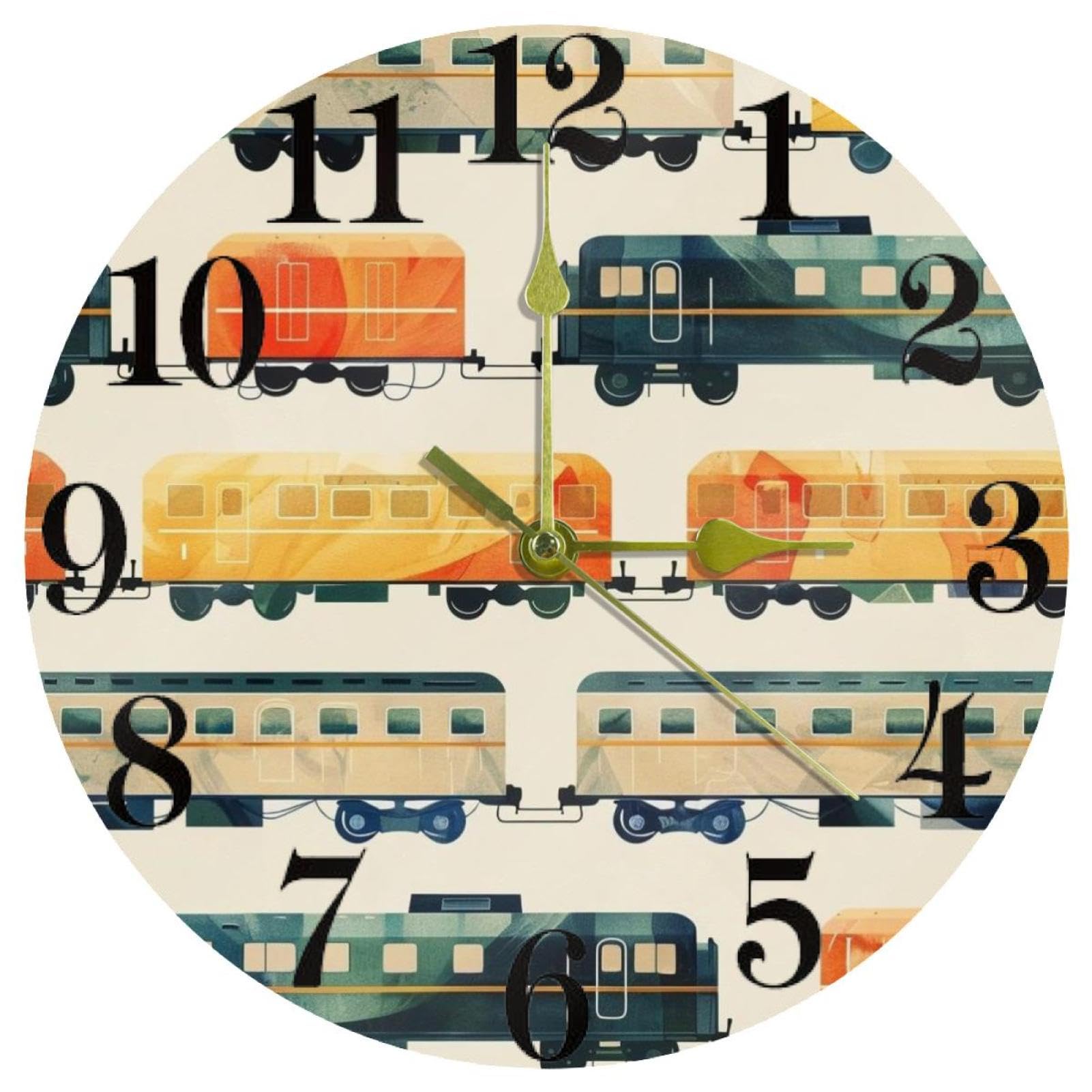 Horloge murale wagon à quartz pour salon et cuisine