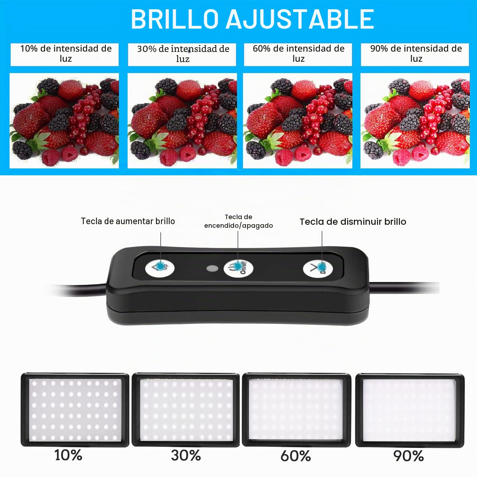 LED Video Light 2-Pack, 5600K Iluminacion Foco de Luz Fotografia USB con Mini Trípode y Filtros de Colores para Estudios, Tomas en Ángulos Pequeños, Grabación de Video, Transmisión de Juegos