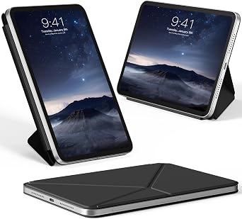 Magnetic Case for iPad mini 7/6, Origami Foldable Stand Cover, Black | Slim Magnetic Origami Case with Multi-Angle Stand, Auto Wake/Sleep, Foldable Cover for Flexible Viewing