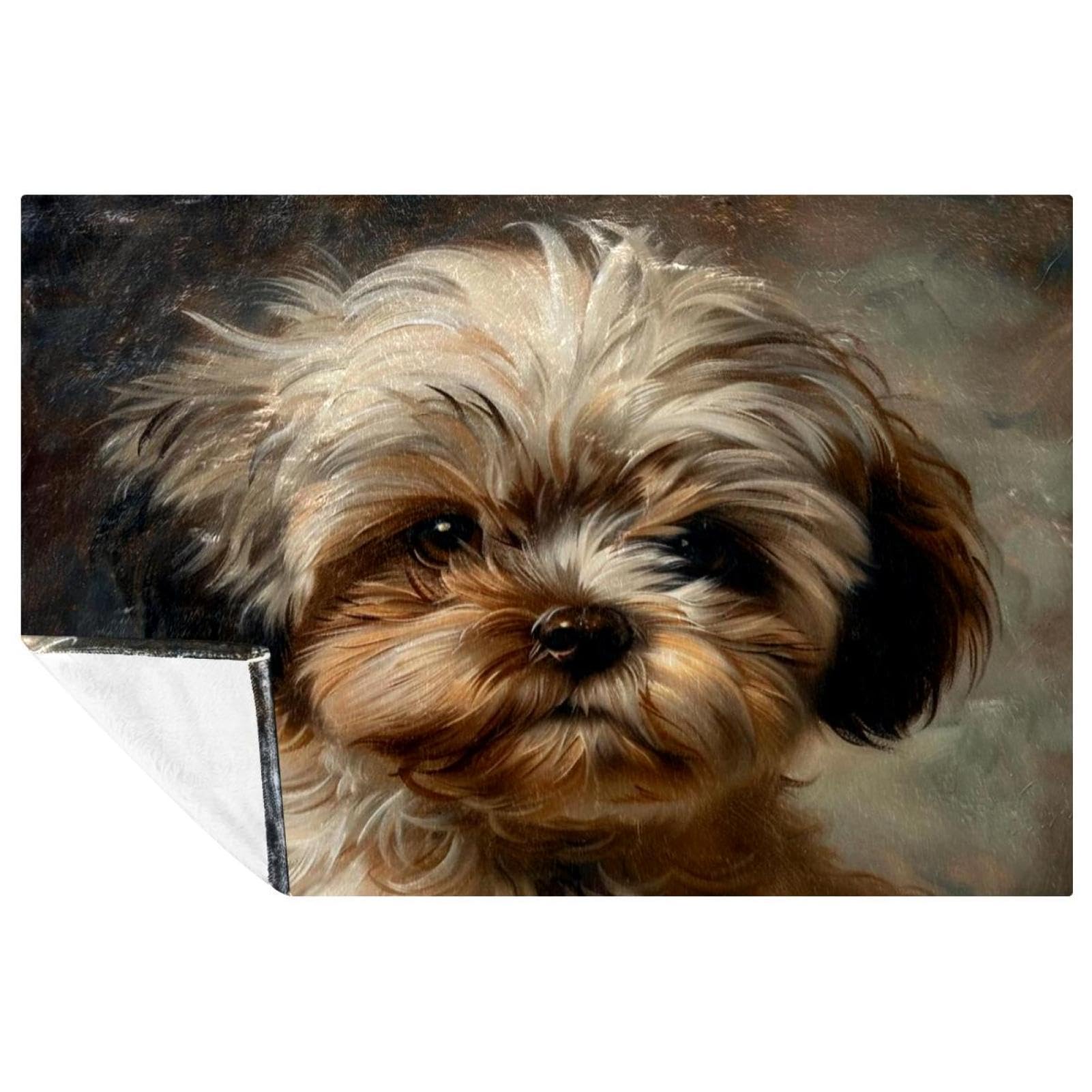 Couverture douce Shih Tzu marron pour des moments tendres