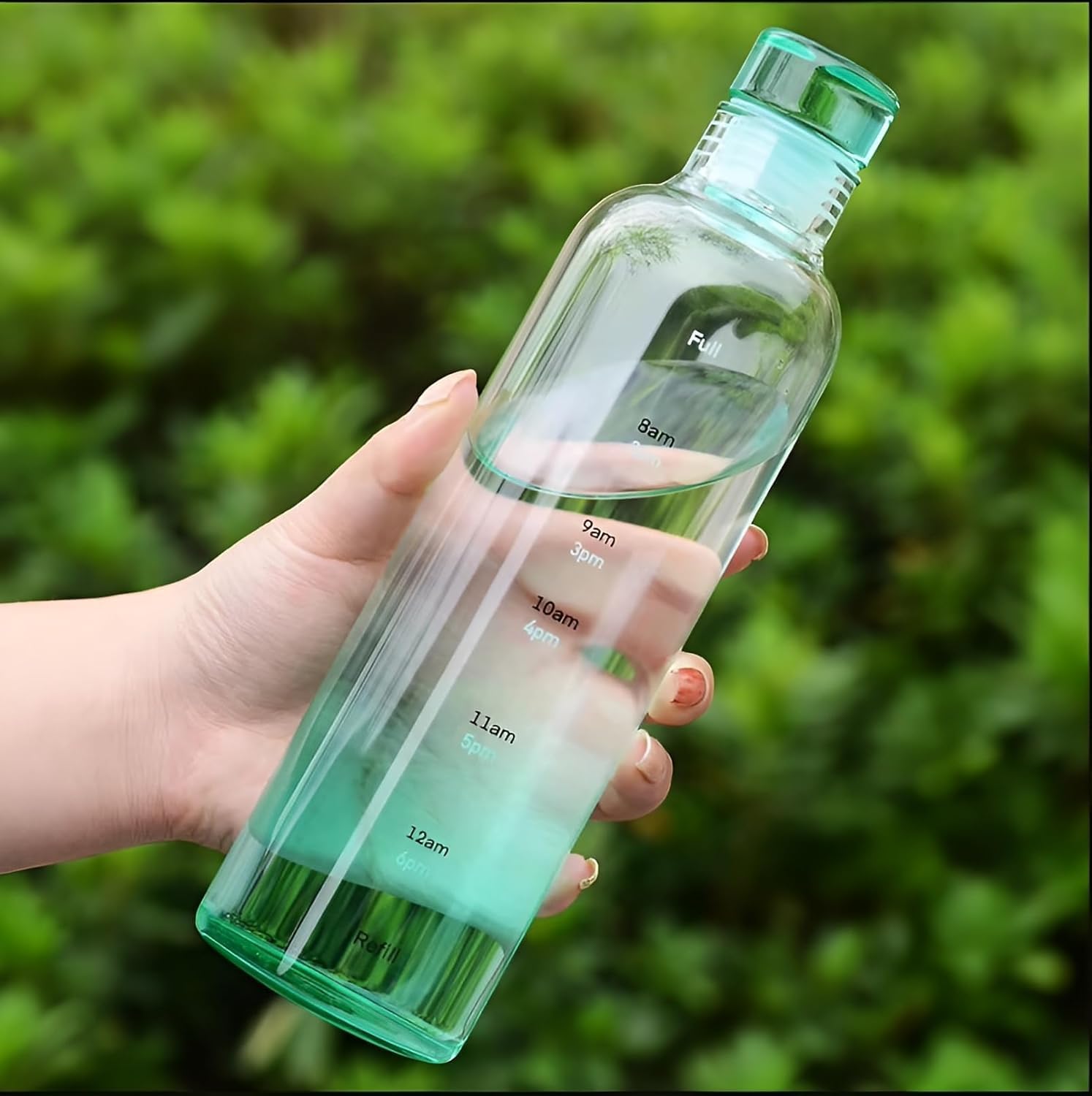 Borosilicate Glass Water Bottles with Cap, Transparent Water Bottle 500ML Glass Motivational Bottle with Time Marker Cute Glass Milk Juice Drinking Bottles for Women-image-14