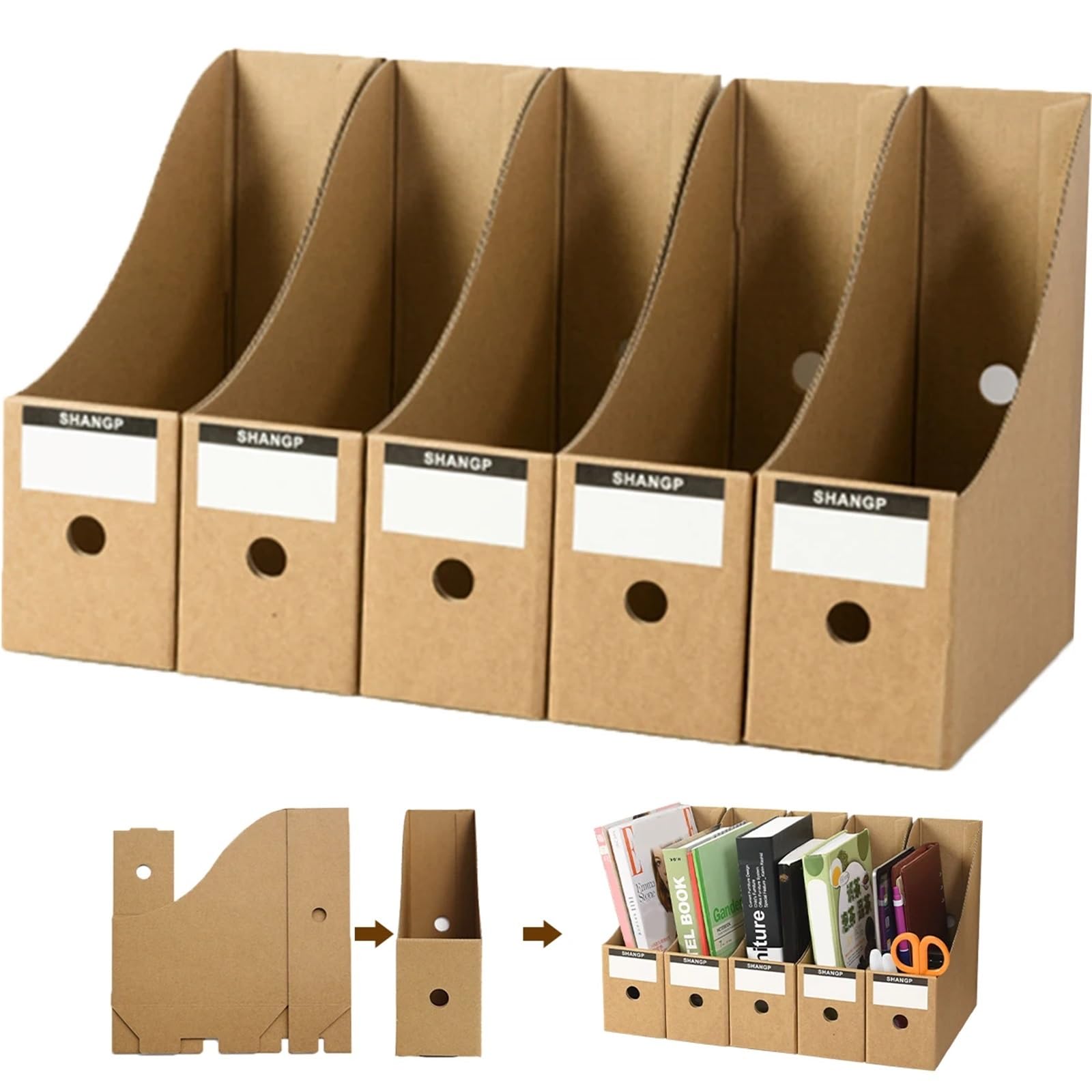 organisateur bureau 5/10Pcs Magazine File Holder Desk Storage Organizer Foldable Office Bookshelf 27x26x9cm Desktop Accessories(10Pcs)