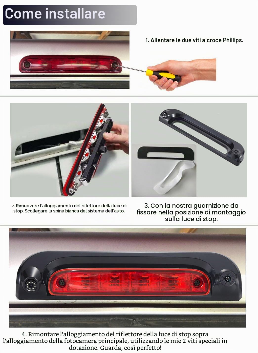 Telecamera posteriore super grandangolare HD doppia telecamera di parcheggio per Citroen Jumper/Fiat Ducato E-Ducato Maxi Van L3H2/VAN WEZEL/Opel Movano/Peugeot Boxer