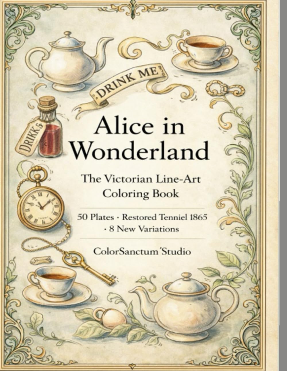 Alice in Wonderland: The Victorian Line-Art Coloring Book (Timeless Styles Collection)
