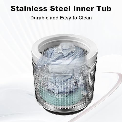 Miniatura 5 de Lavadora portátil de 1.7 pies cúbicos, lavadora de ropa pequeña de carga superior de 12 libras, combo de lavadora compacta y giratoria totalmente