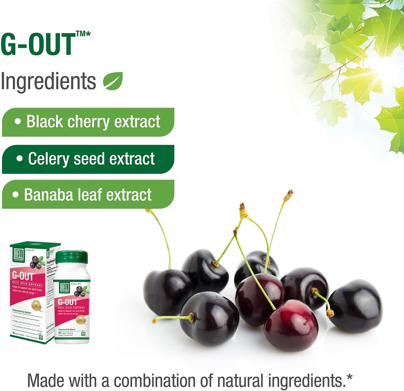 Bell G-Out Uric Acid Cleanse | Recommended for Gout - A Unique Blend of Herbal Extracts That Helps Maintain Uric Acid Levels Within The Normal Range, Uric Acid Relief, Uric Acid Flush| 60 Capsules - Image 5