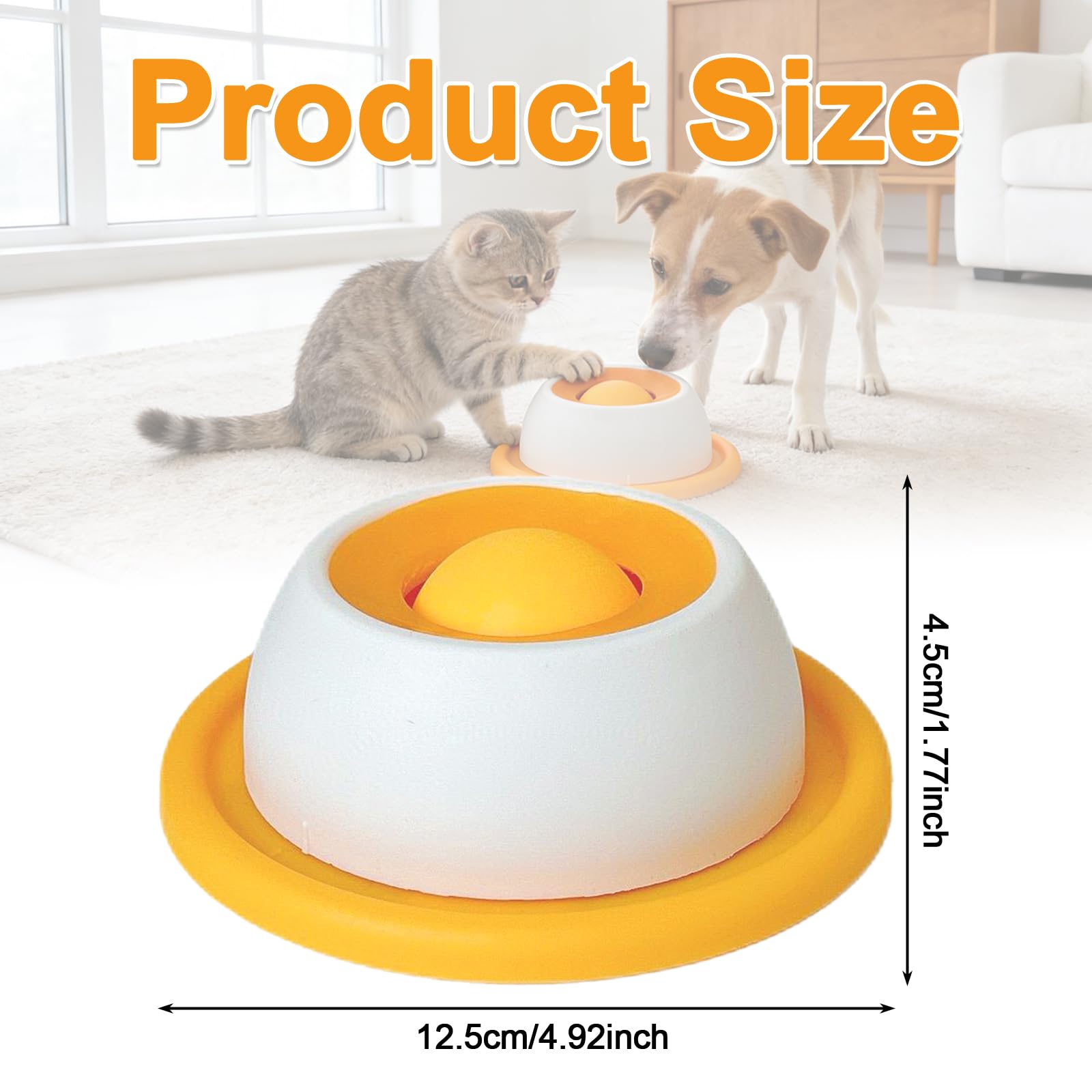 Dog Lick Bowl, Interactive Lick Sphere for Dogs Cat, Slow Feeder Dog Bowl for Anxiety Relief, Non-Slip Licking Bowl with Rotating Ball, Healthy Diet Food Container (Yellow,1pc) — view 2