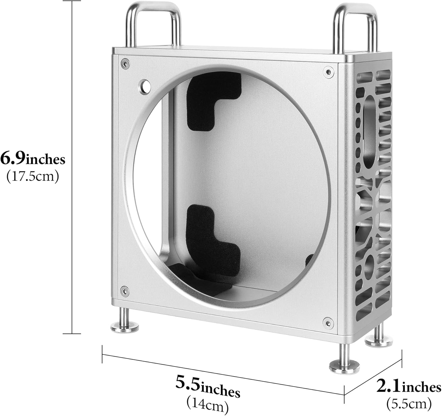 Geekria Computer Chassis Stand, Aluminum Chassis Case, Compatible with Apple 2024 Mac mini Desktop Computer, 2024 Mac mini M4 / M4 Pro Desktop Stand - Accessories (Silver)